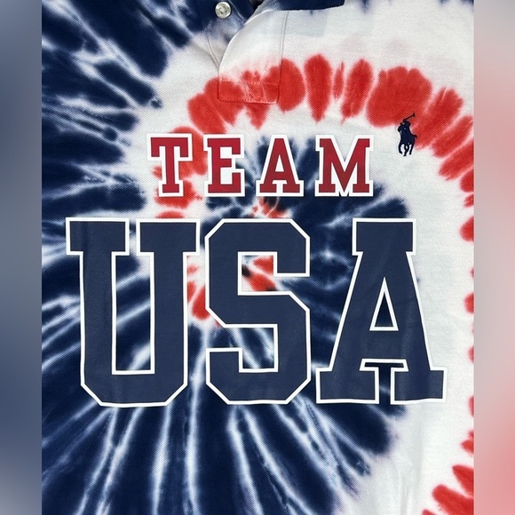 Polo Ralph Lauren Official Team USA XL Custom Slim Fit 2020 Tie Dye Polo Shirt - Picture 5 of 11